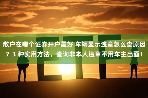 散户在哪个证券开户最好 车辆显示违章怎么查原因？3 种实用方法，查询非本人违章不用车主出面！